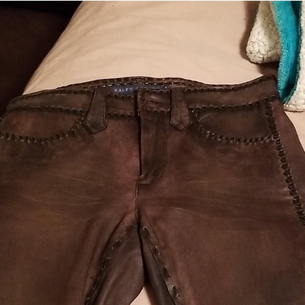 *RESERVED* Rare Authenticated Leather Whip Stitch Jeans - Picture 14 of 16